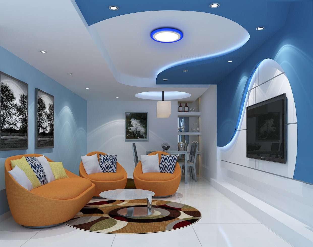 18w Round Recessed LED Ceiling Panel Light Dual Colour Cool White Blue Ring - Energy Light Bulbs - Free delivery on all orders