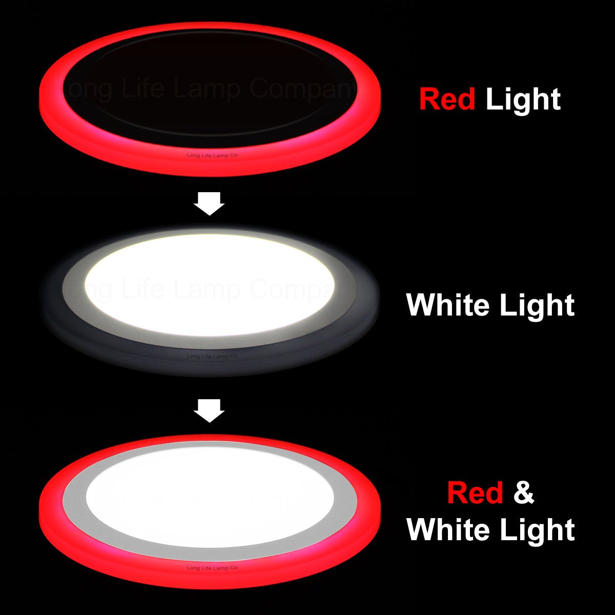 18w Round Recessed LED Ceiling Panel Light Dual Colour Cool White Red Ring - Energy Light Bulbs - Free delivery on all orders