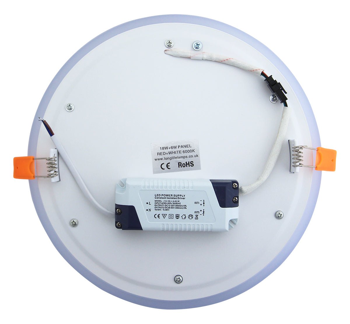18w Round Recessed LED Ceiling Panel Light Dual Colour Cool White Red Ring - Energy Light Bulbs - Free delivery on all orders
