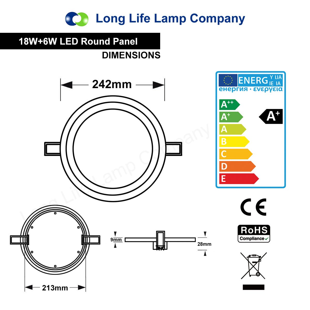 18w Round Recessed LED Ceiling Panel Light Dual Colour Cool White Red Ring - Energy Light Bulbs - Free delivery on all orders