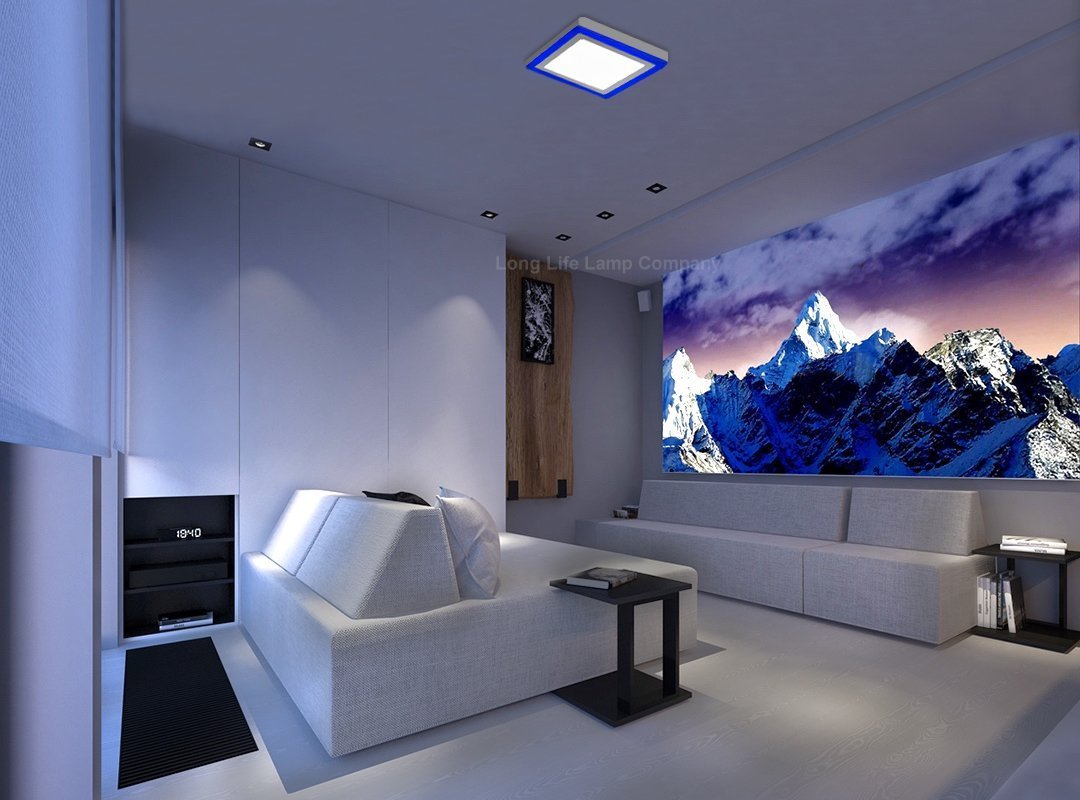 18w Square LED Ceiling Light Cool White with Blue Ambient Ring Surface Mount - Energy Light Bulbs - Free delivery on all orders