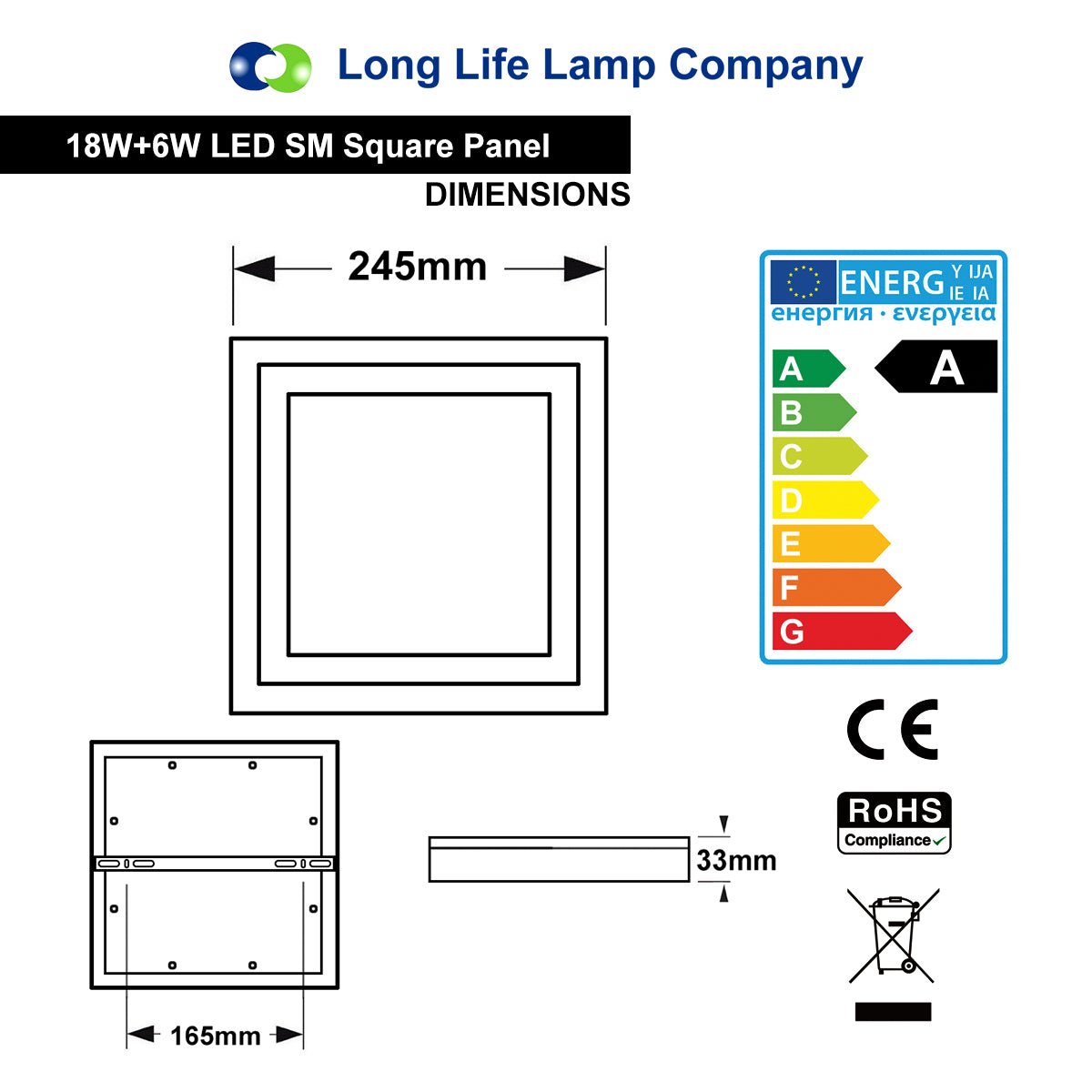 18w Square LED Ceiling Light Cool White with Blue Ambient Ring Surface Mount - Energy Light Bulbs - Free delivery on all orders