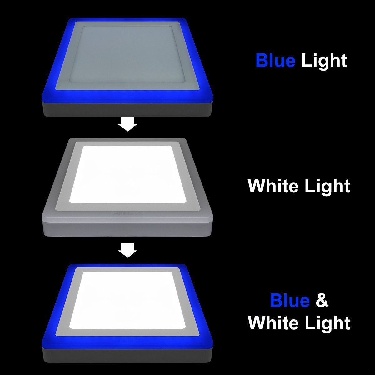 18w Square LED Ceiling Light Cool White with Blue Ambient Ring Surface Mount - Energy Light Bulbs - Free delivery on all orders