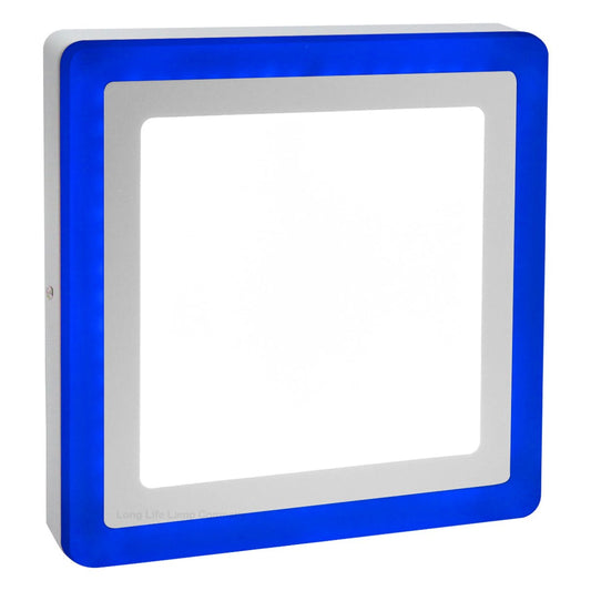 18w Square LED Ceiling Light Cool White with Blue Ambient Ring Surface Mount - Energy Light Bulbs - Free delivery on all orders