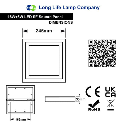 18w Square LED Ceiling Light Cool White with Blue Ambient Ring Surface Mount - Free delivery on all orders