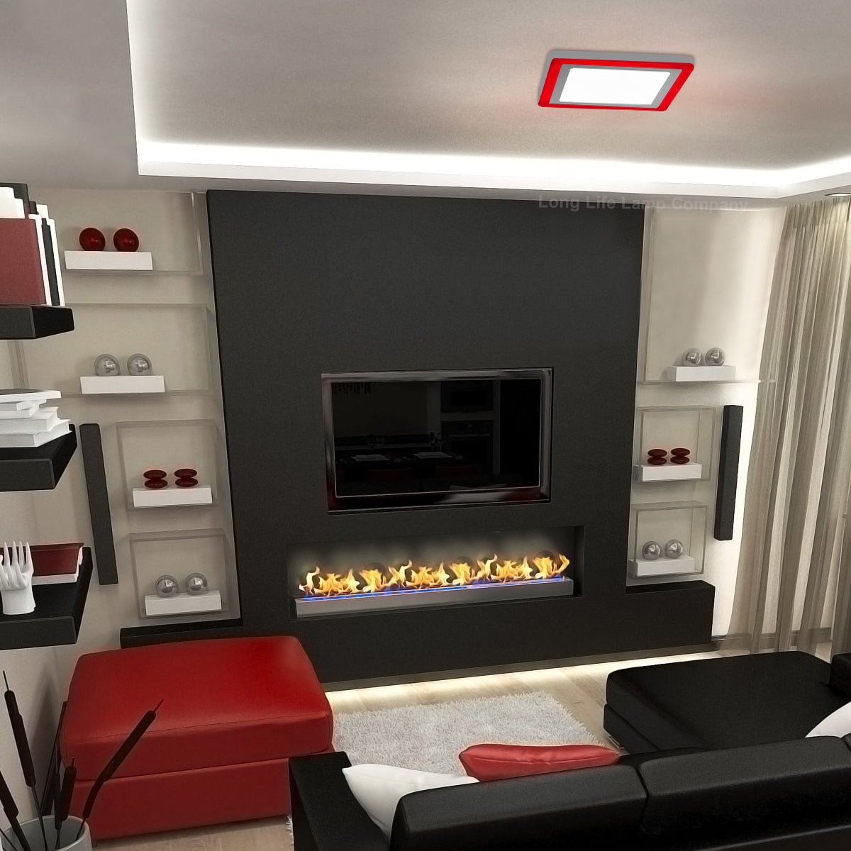 18w Square LED Ceiling Light Cool White with Red Ambient Ring Surface Mount - Energy Light Bulbs - Free delivery on all orders
