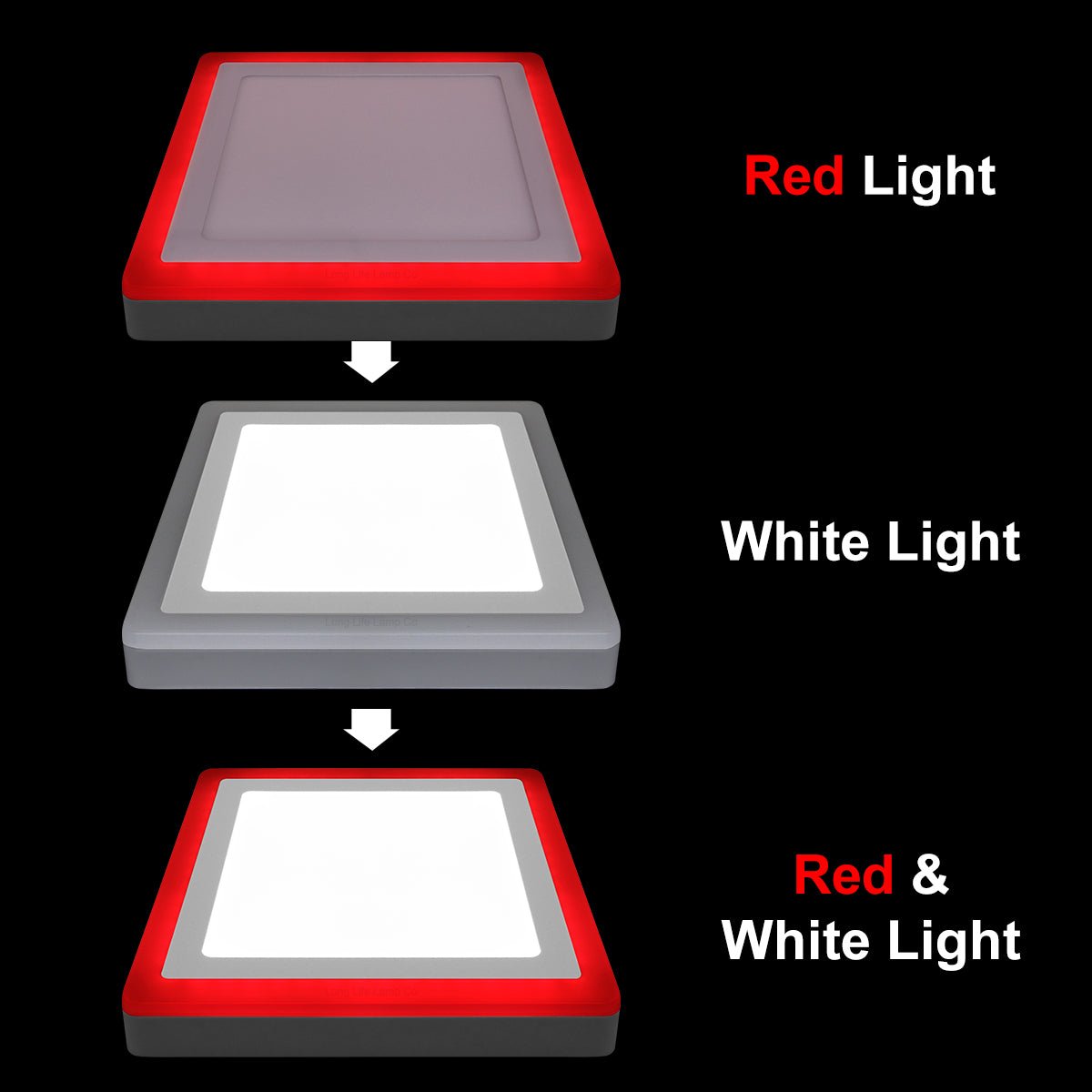 18w Square LED Ceiling Light Cool White with Red Ambient Ring Surface Mount - Energy Light Bulbs - Free delivery on all orders
