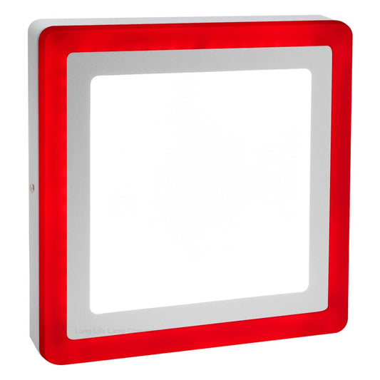 18w Square LED Ceiling Light Cool White with Red Ambient Ring Surface Mount - Energy Light Bulbs - Free delivery on all orders