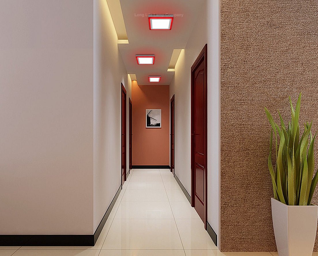 18w Square LED Ceiling Light Cool White with Red Ambient Ring Surface Mount - Energy Light Bulbs - Free delivery on all orders