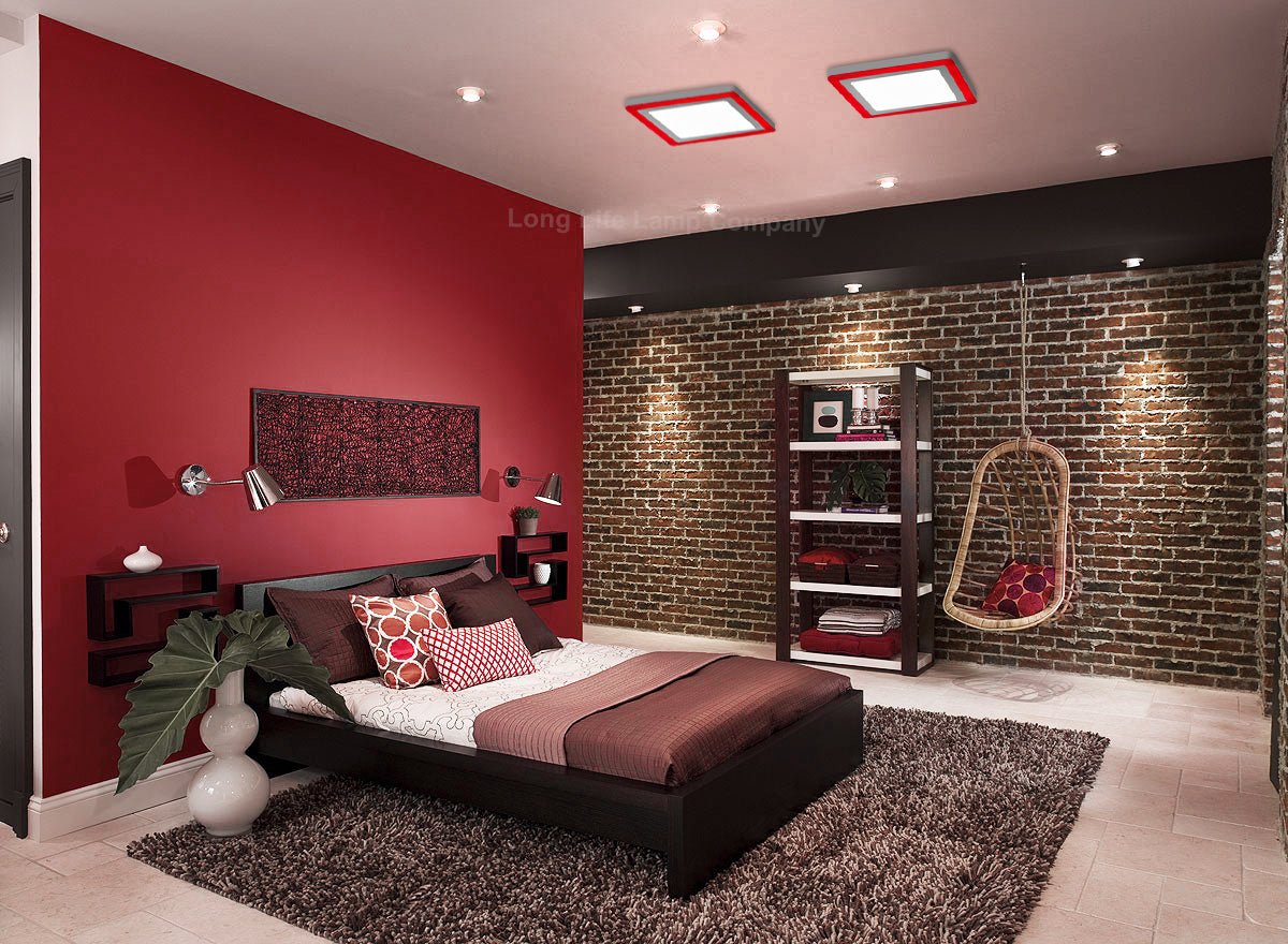 18w Square LED Ceiling Light Cool White with Red Ambient Ring Surface Mount - Energy Light Bulbs - Free delivery on all orders