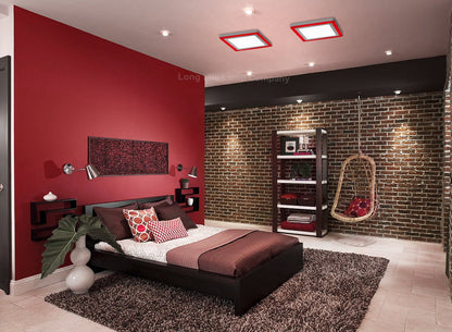 18w Square LED Ceiling Light Cool White with Red Ambient Ring Surface Mount - Energy Light Bulbs - Free delivery on all orders