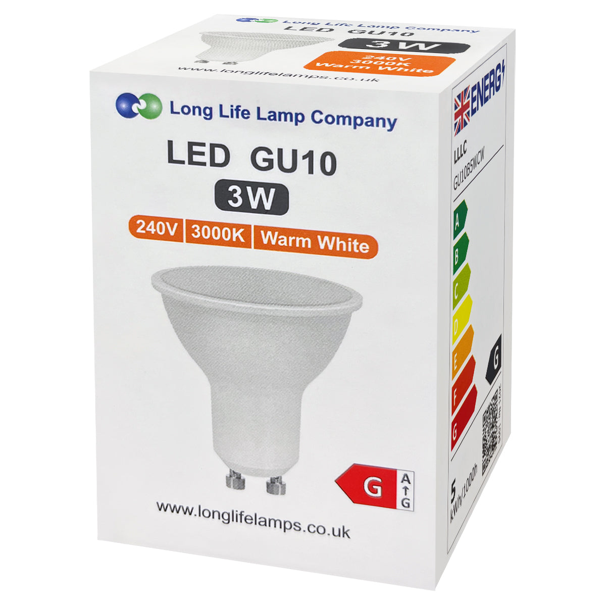 3W LED GU10 Light Bulb Warm White 3000K 5 Pack or 10 PACK