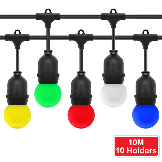 10 Bulb 10M Outdoor LED Festoon String Lights Coloured Bulbs IP64 240v Heavy Duty Highest Quality