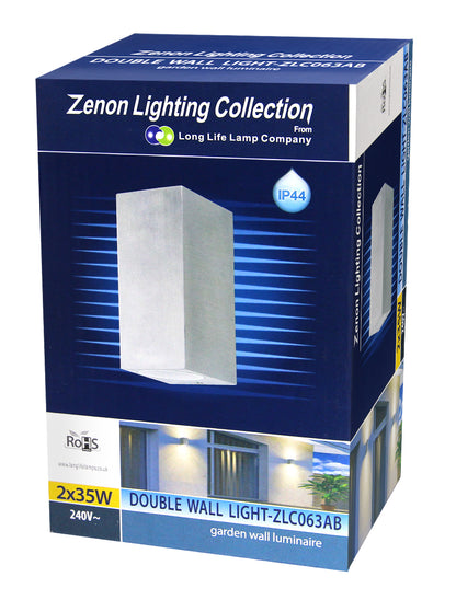 Modern Rectangular Up Down Aluminium Finish Outdoor Wall Light Fixture GU10 ZLC063AB