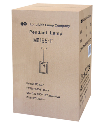 E27 Antique Brass Box Lantern Pendant Light 60W Clear Glass