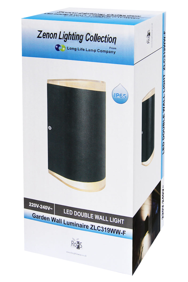 Modern 6W LED Double Outdoor Wall Light Black Warm White - Free delivery on all orders