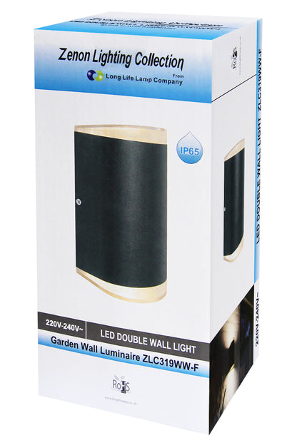 Modern 6W LED Double Outdoor Wall Light Black Warm White - Free delivery on all orders