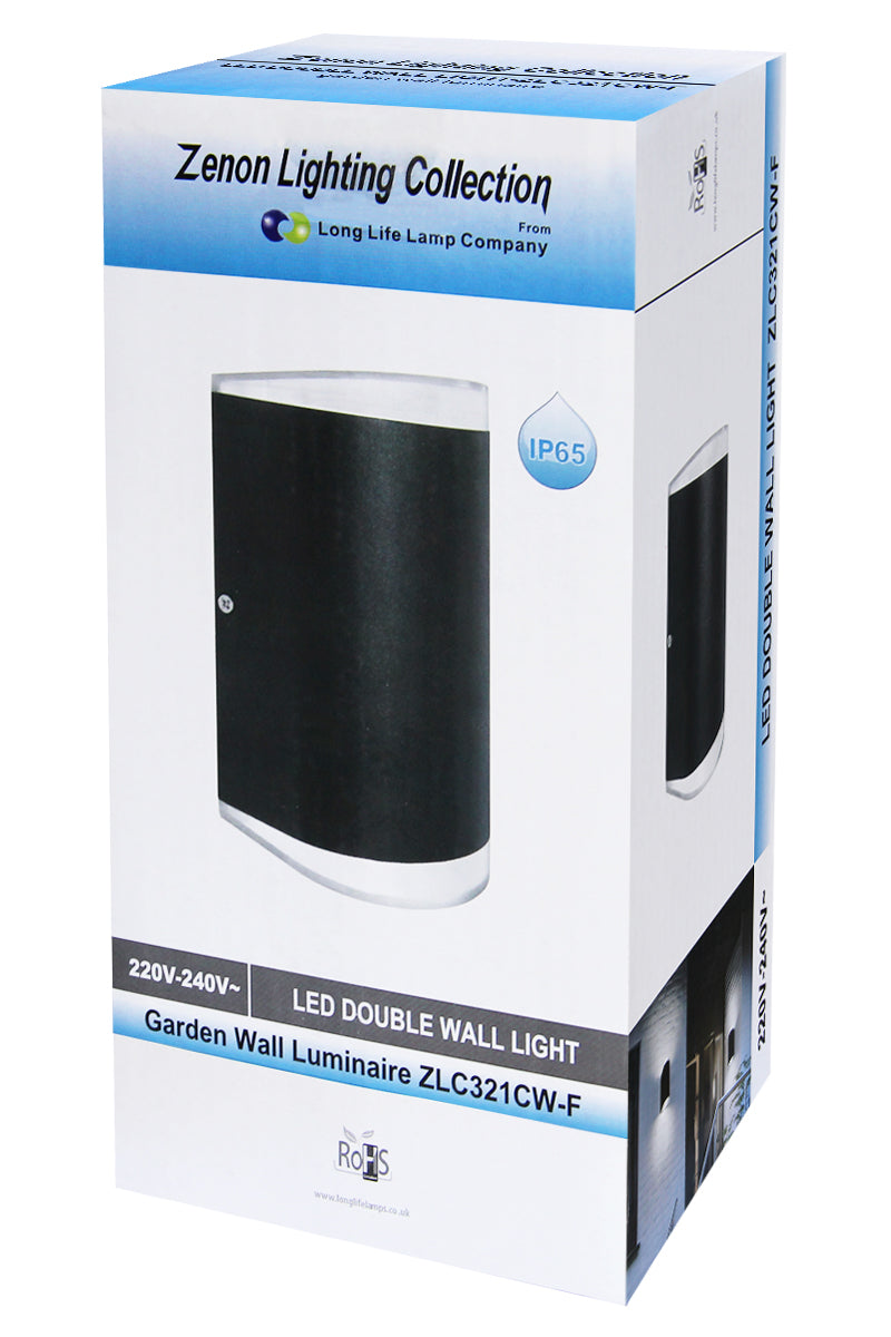 Modern 6W LED Double Outdoor Wall Light Black Cool White - Free delivery on all orders