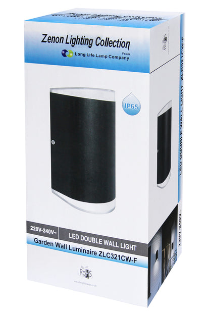 Modern 6W LED Double Outdoor Wall Light Black Cool White - Free delivery on all orders