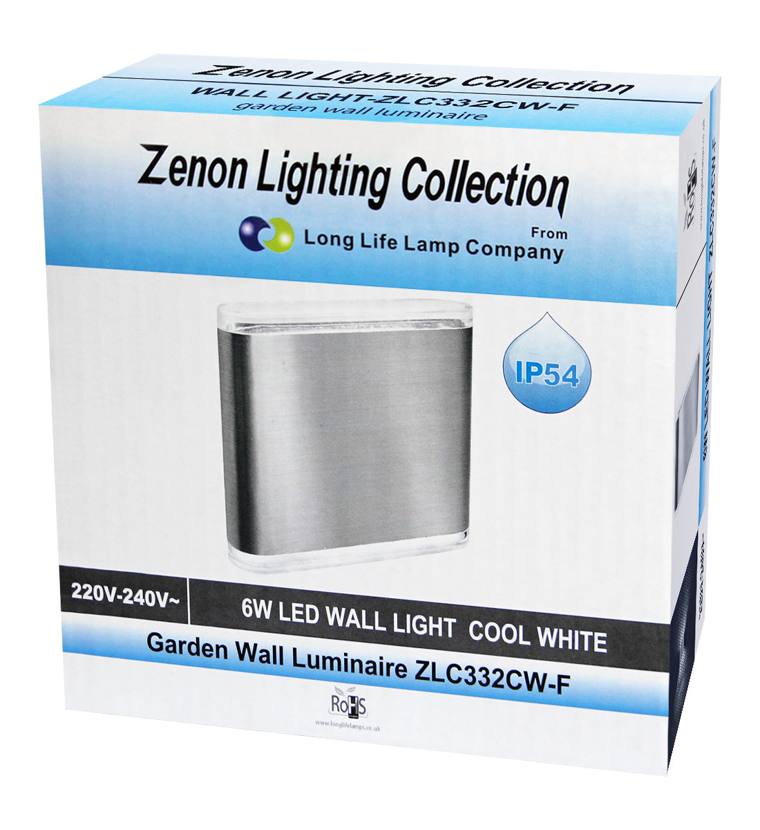 6W LED Outdoor Wall Light Cool White Stainless Steel IP54
