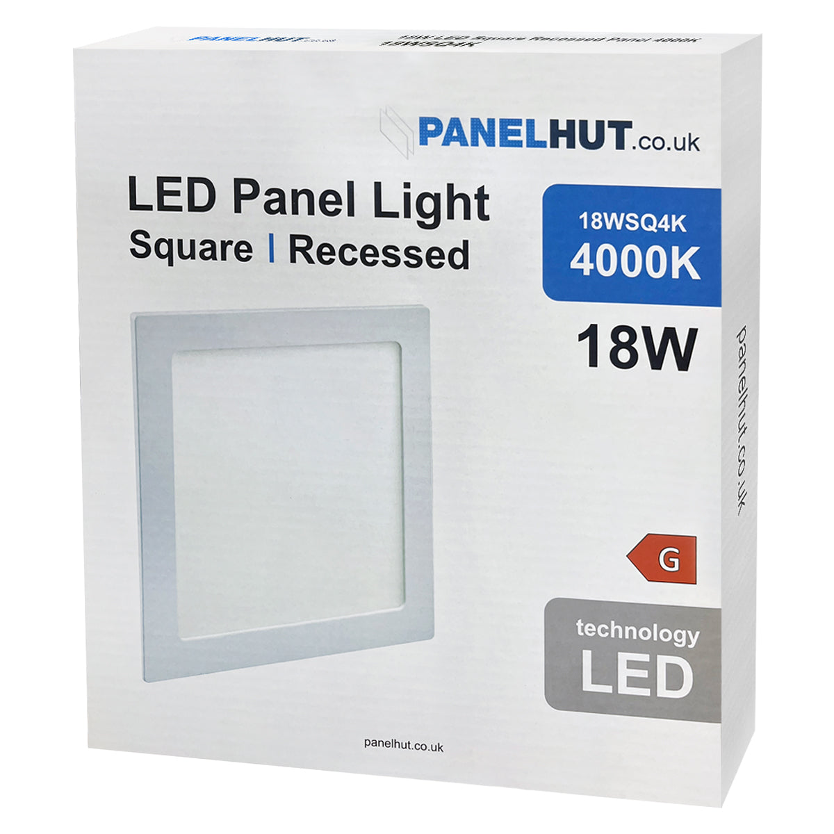 18w LED Square Recessed Ceiling Panel White 4000K - Free delivery on all orders