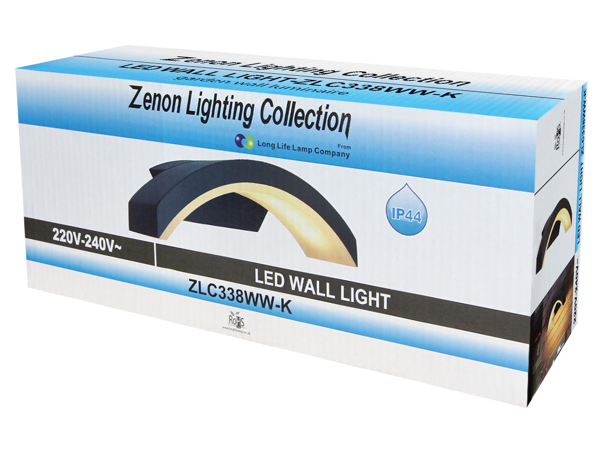 Modern Curved 7W LED Outdoor Wall Light Warm White ZLC338WW - Free delivery on all orders