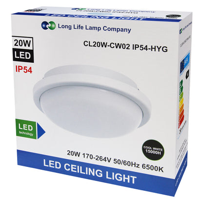 20w LED Bulkhead Round Ceiling Light Cool White