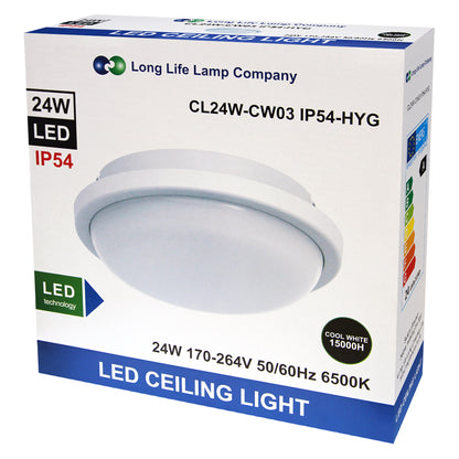 24w LED Bulkhead Round Ceiling Light Cool White