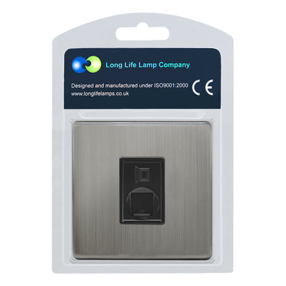 Cat5 Ethernet Wall Plate RJ45 1 Gang Brushed Chrome Data Socket