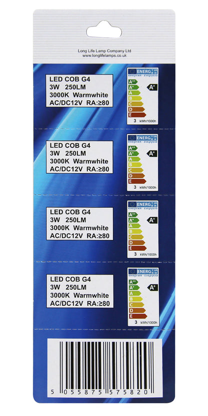 5 Pack G4 LED Bulbs 3W 12V Warm White 30W Halogen Equivalent - Free delivery on all orders