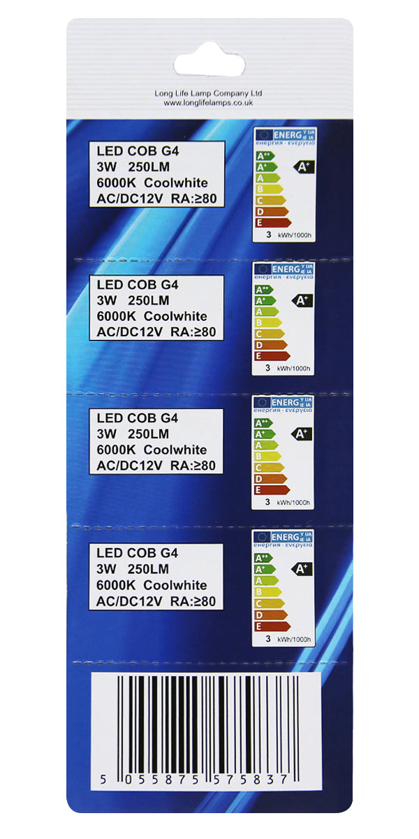 5 Pack G4 LED Bulbs 3W 12V Cool White 30W Halogen Equivalent - Free delivery on all orders