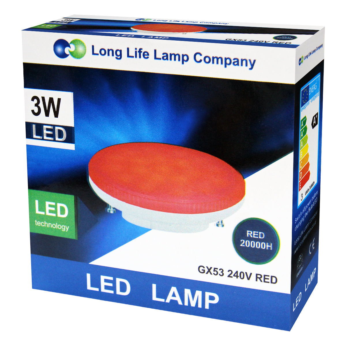 3W RED GX53 LED Light Bulb Replacement for CFL Round