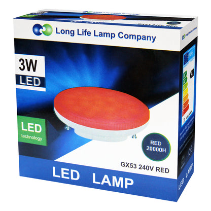 3W RED GX53 LED Light Bulb Replacement for CFL Round