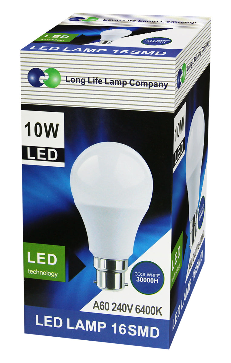 3 Pack 10w GLS LED Light Bulb Cool White B22 Bayonet A60 - Free delivery on all orders