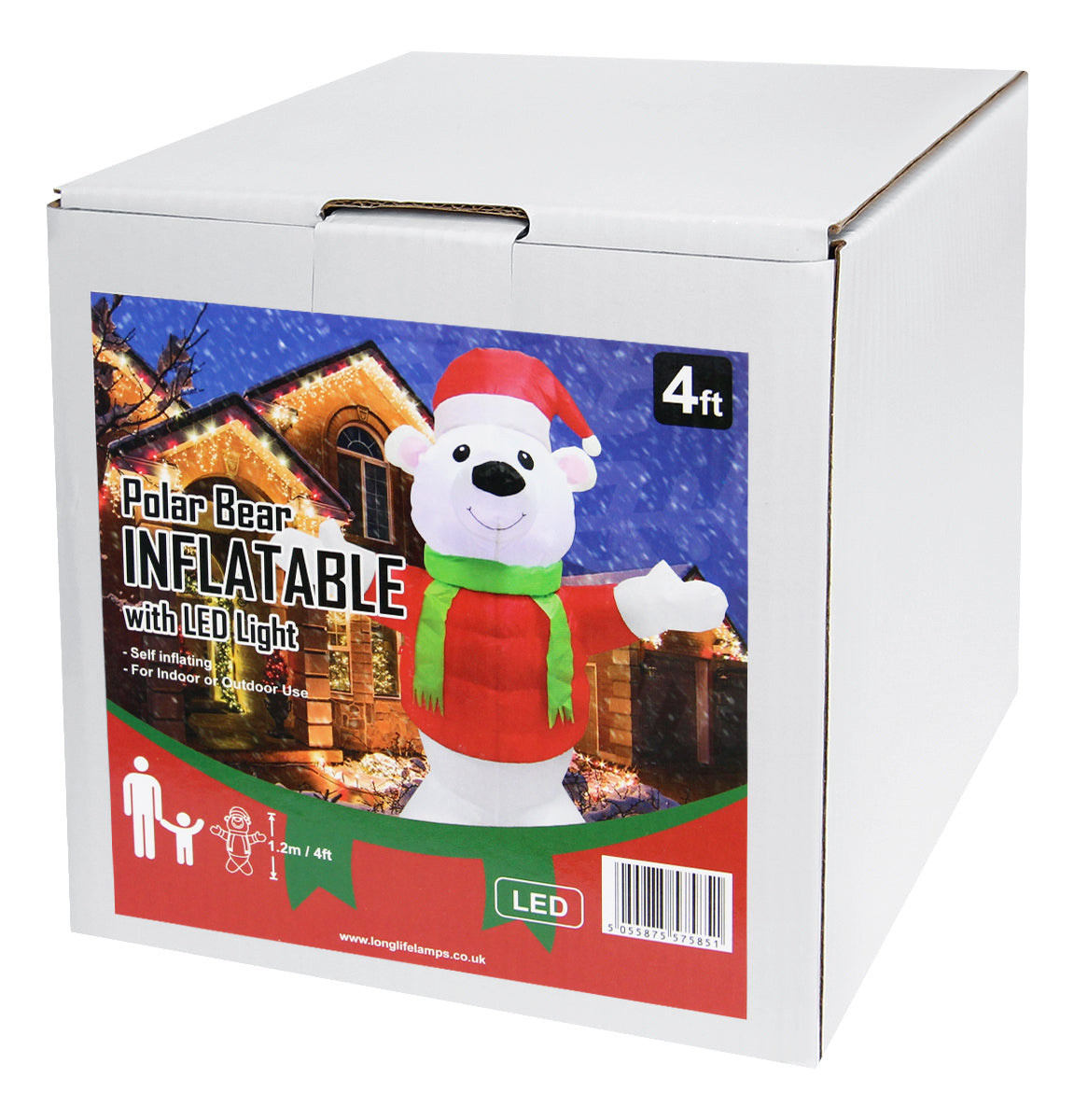 4ft LED Outdoor Inflatable Polar Bear Illuminated Plug In - Free delivery on all orders