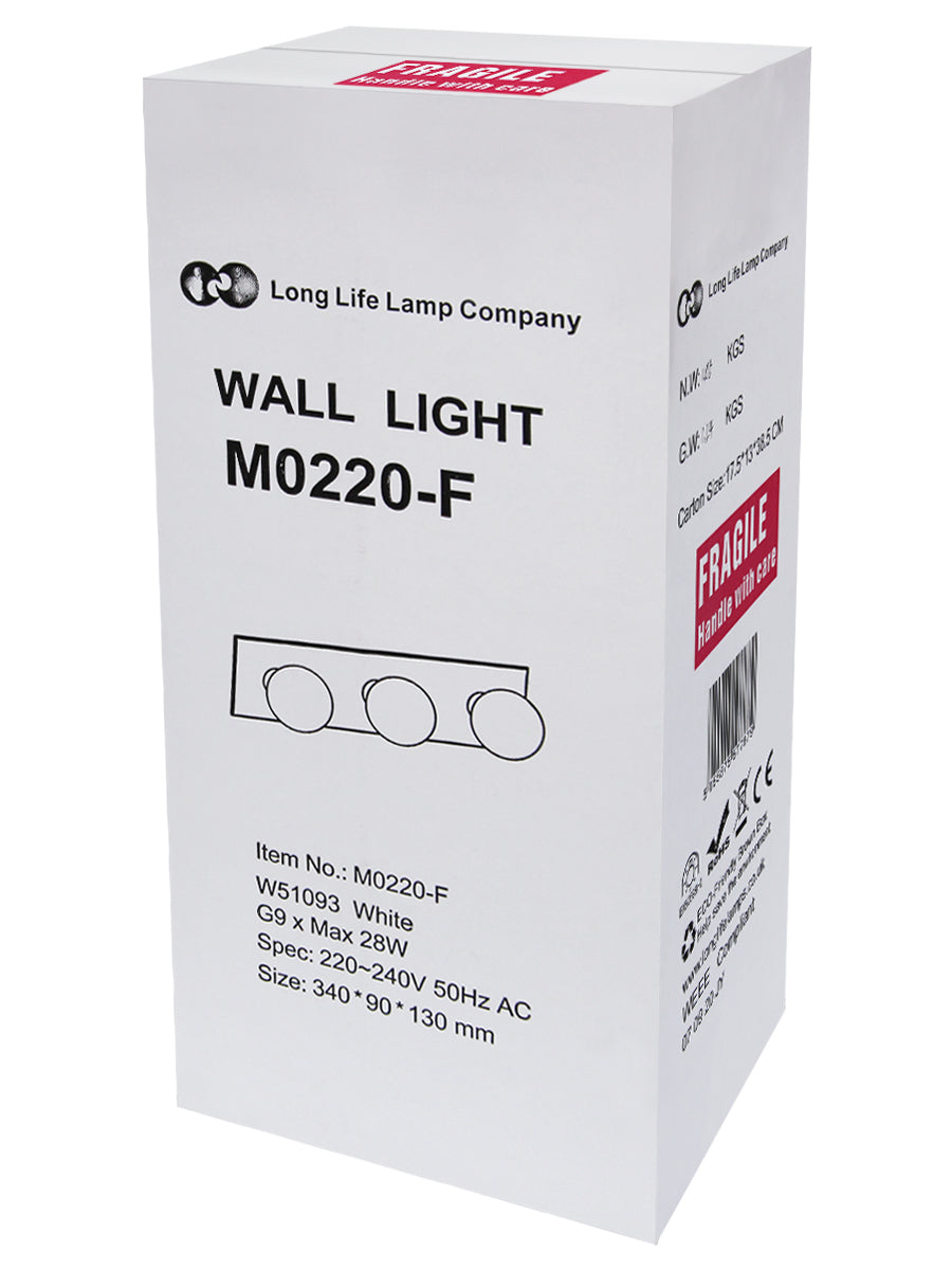 Modern IP44 Opaque 3 Globe Bathroom Mirror Light