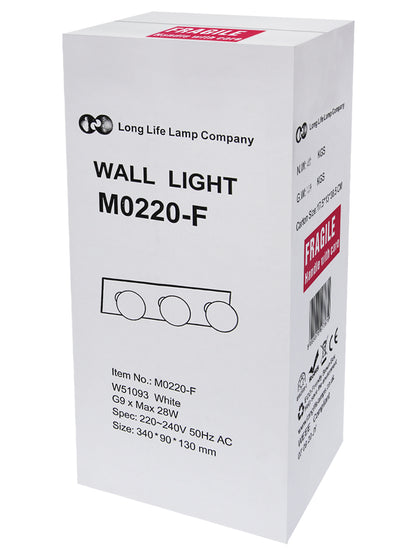Modern IP44 Opaque 3 Globe Bathroom Mirror Light