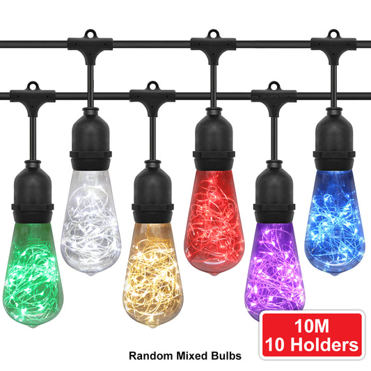 10 Bulb 10M Outdoor LED Festoon String Lights Fairy Coloured Vintage Bulbs