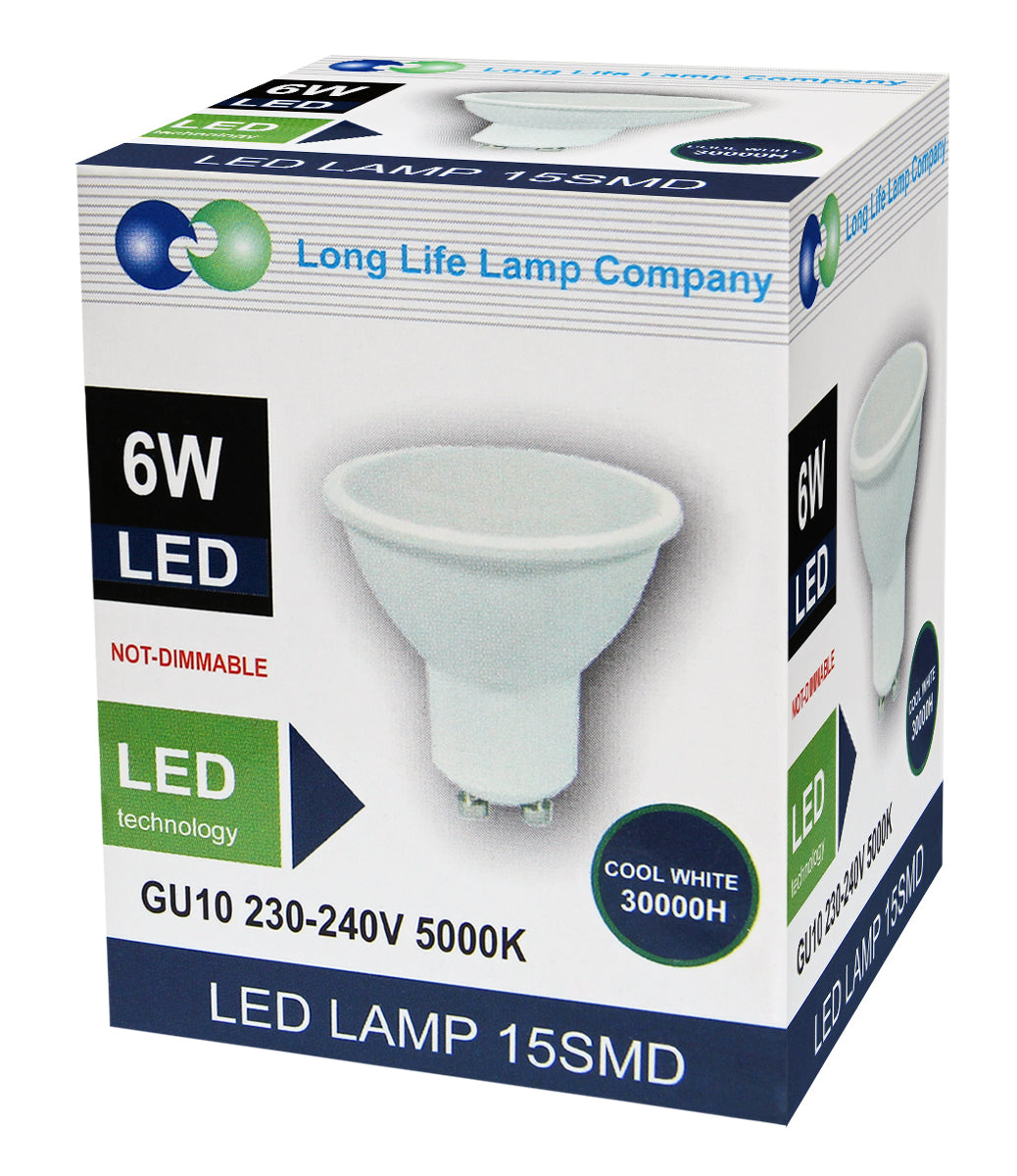 10 Pack 6w SMD LED Light Bulb GU10 50w Brightness Cool White
