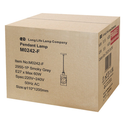 Vintage Smoked Grey Twisted Cylinder Glass Ceiling Pendant Lamp M0242