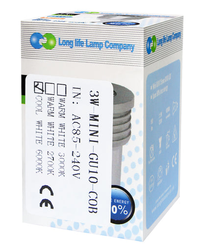 3W Mini GU10 LED High Power Cool White 6000K