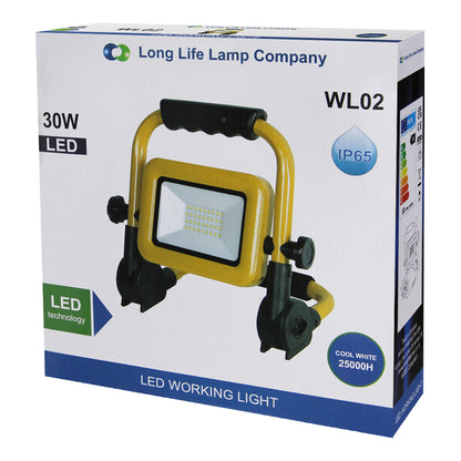 30W LED Portable Flood Work Light 240V IP65 6000K - Free delivery on all orders