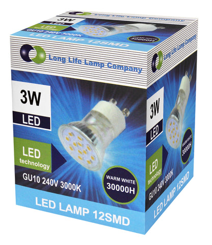 3W Mini GU10 LED Bulb Warm White 3000K Equivalent to 35W - Free delivery on all orders