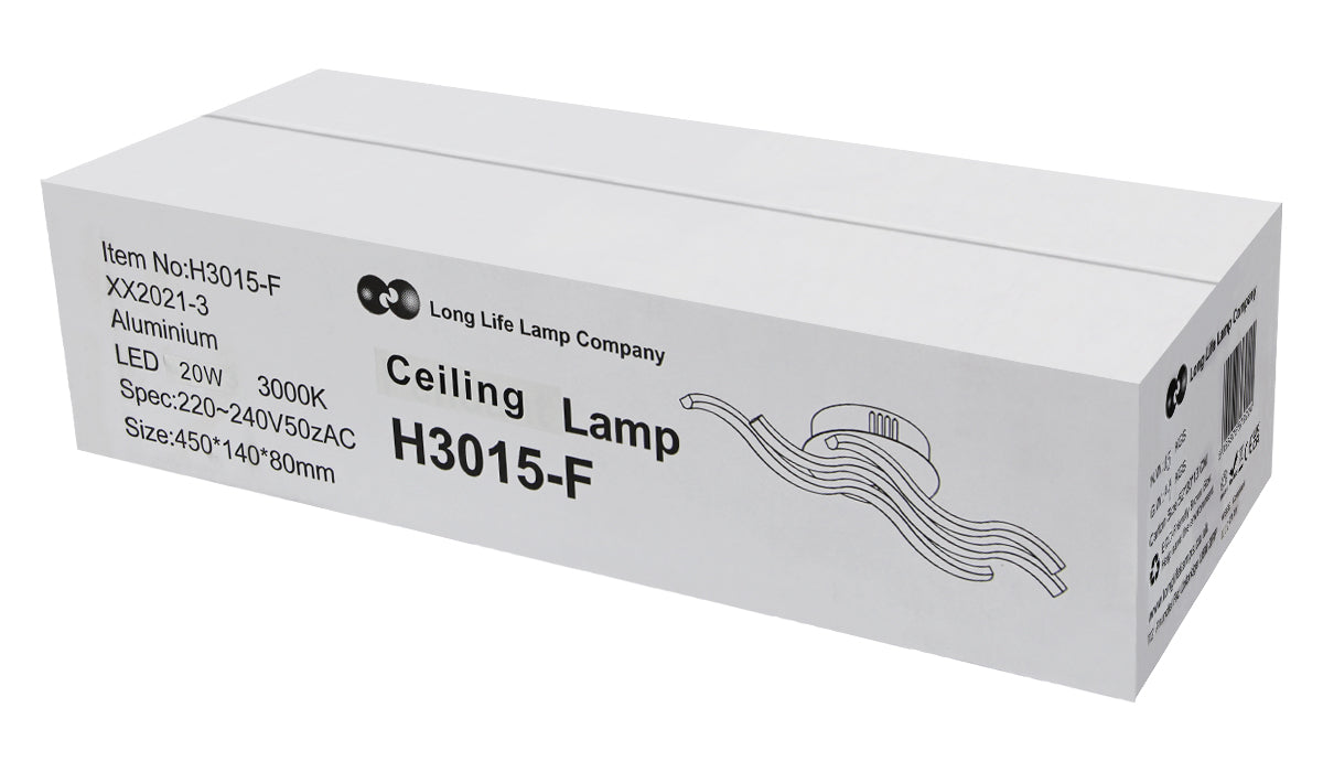 Modern LED Ceiling Chrome 3 Strip Light Warm White 20W Semi Flush