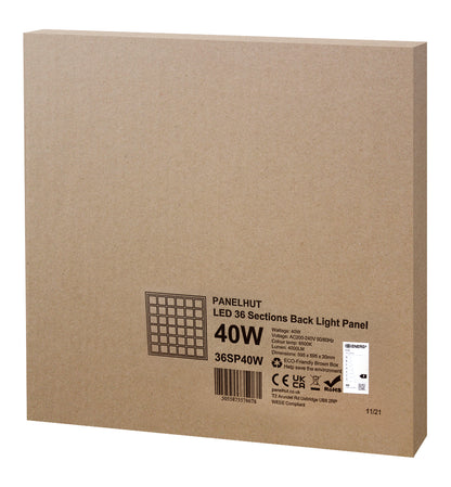 40w LED Panel 600 x 600 Recessed Ceiling Light 6500K 36 Sections Modular Replacement