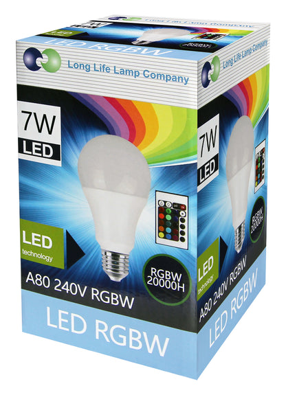 7w RGB LED Colour Changing Light Bulb Remote Control High Brightness Built in Memory E27