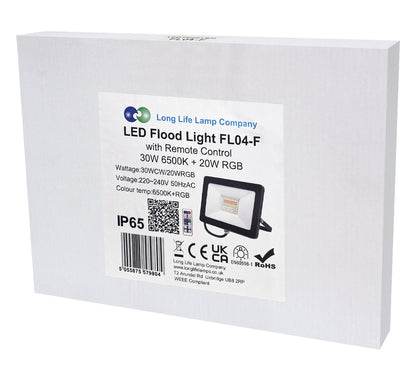 30w IP66 LED RGB Floodlight Outdoor Colour Changing Remote Control - Free delivery on all orders