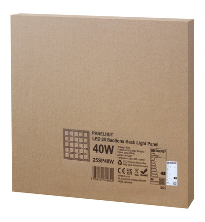 40w LED Panel 600 X 600 Recessed Ceiling Light 6500K 25 Sections Modular Replacement