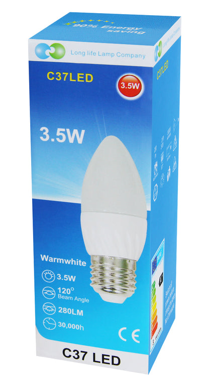 3.5w Frosted Cover LED Candle Warm White 3000K 2Pack or 4Pack or 10Pack