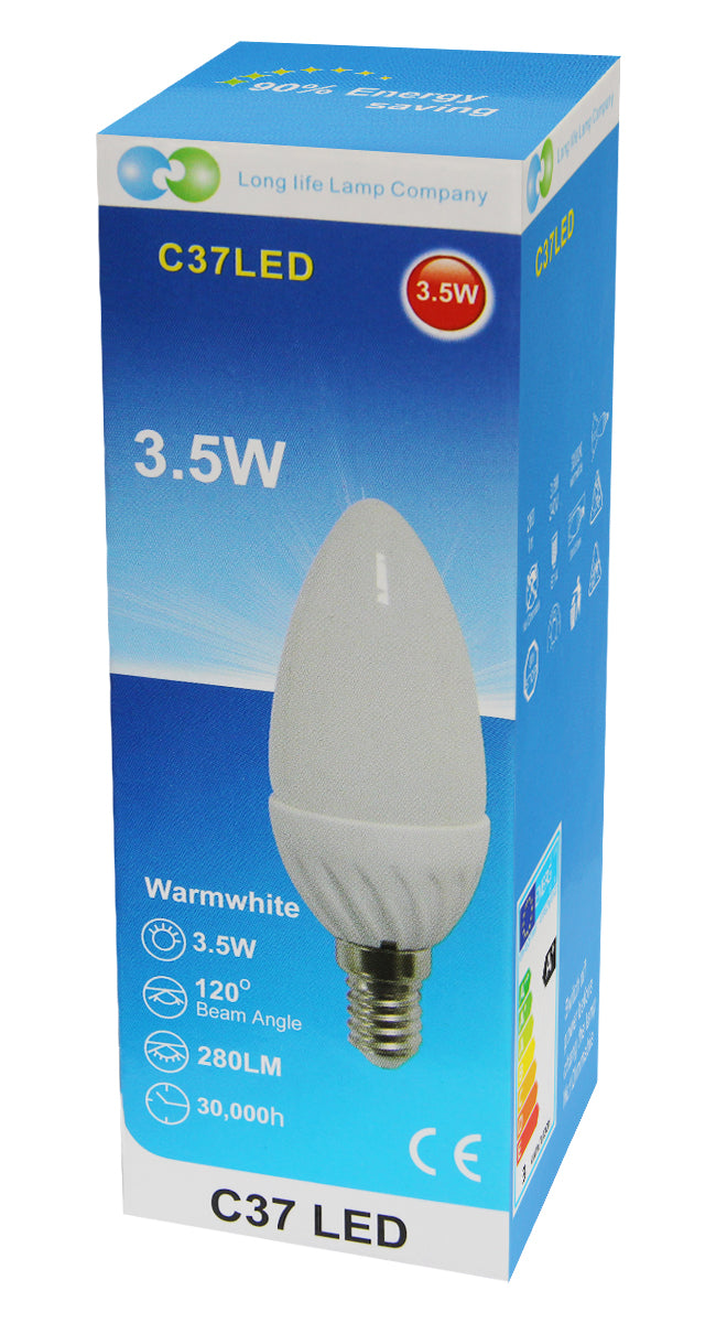 3.5w Frosted Cover LED Candle Warm White 3000K 2Pack or 4Pack or 10Pack